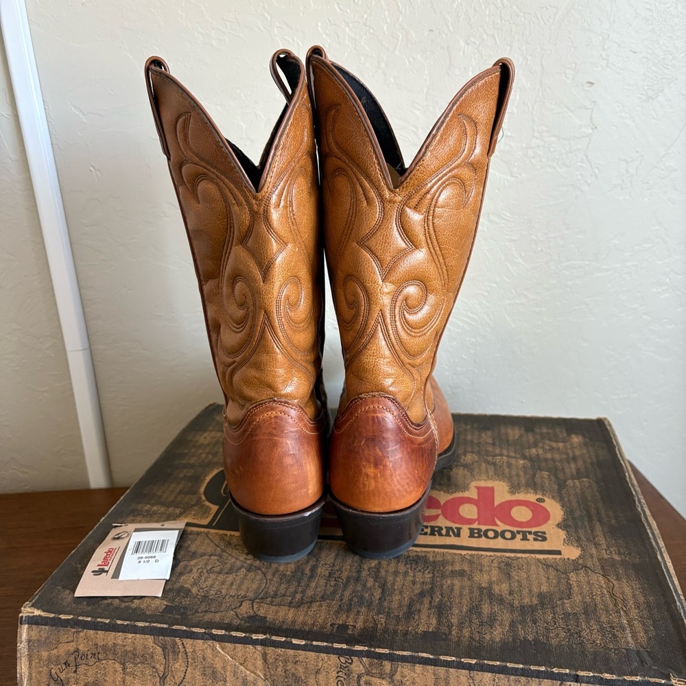 Laredo Western Boots Tobacco Brown Leather Made in USA Size 9.5 D w/ Box unworn - Picture 7 of 12